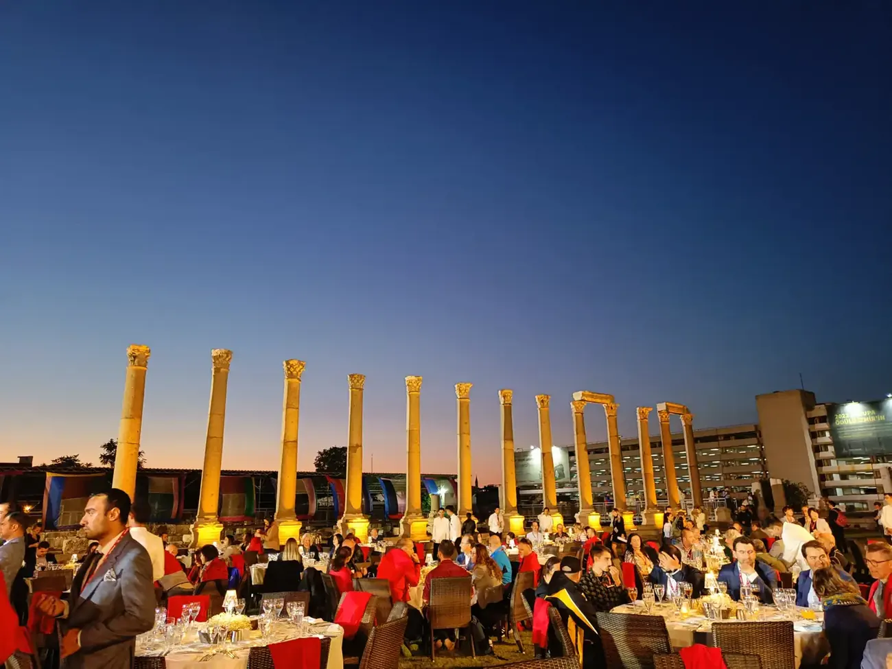 Conference dinner at the Agora of Izmir at blue hour